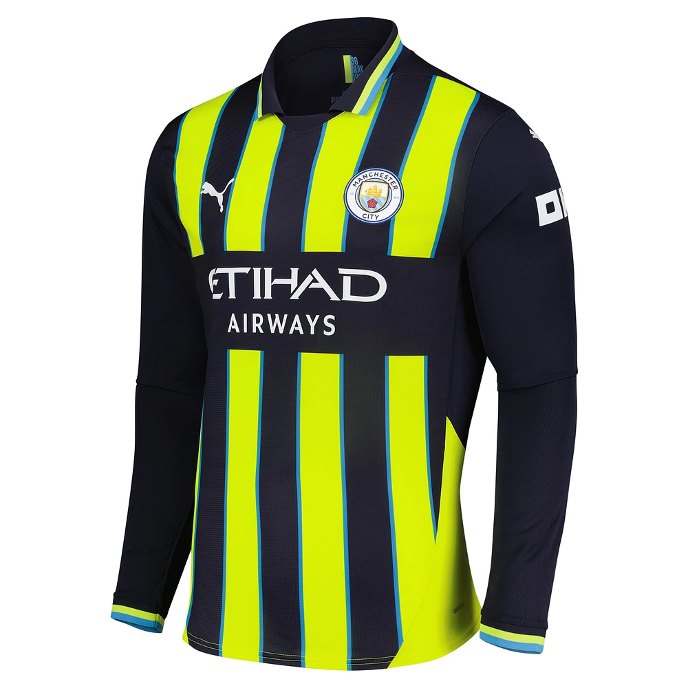 Maillot à manches longues réplique extérieur Manchester City 2024/25 bleu marine Puma pour homme