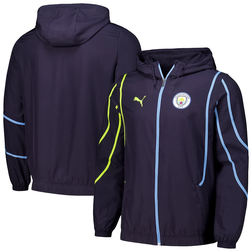 Veste à capuche entièrement zippée Puma pour homme, bleu marine, Manchester City 2024/25 Pre-Match Anthem dryCELL