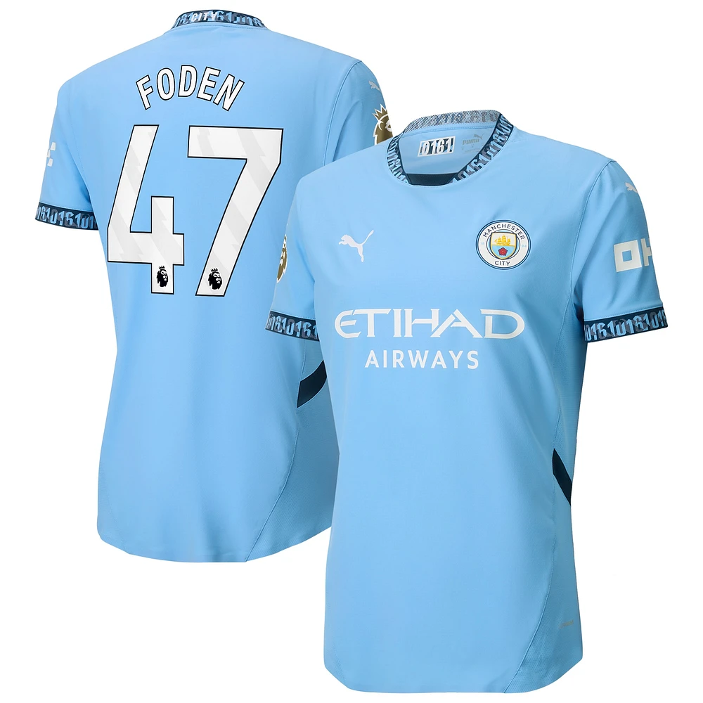 Maillot de joueur authentique Puma Phil Foden Manchester City domicile 2024/25 bleu clair homme