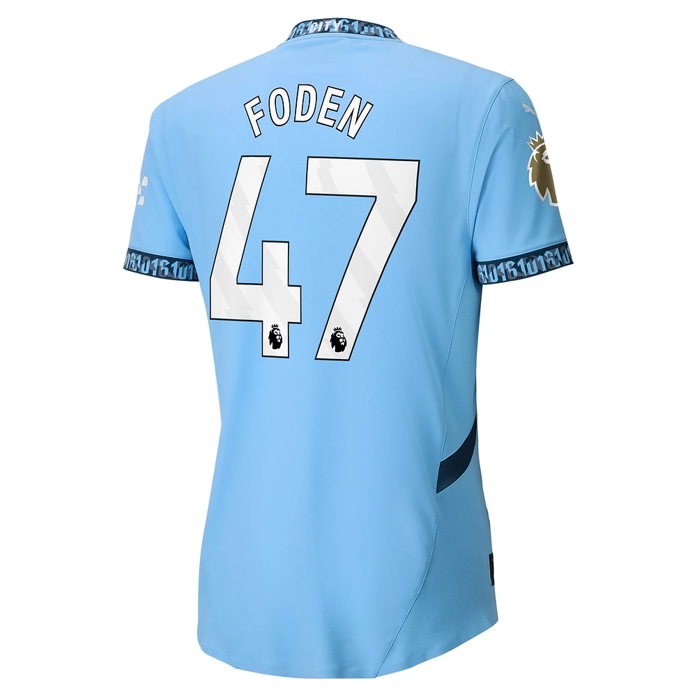 Maillot de joueur authentique Puma Phil Foden Manchester City domicile 2024/25 bleu clair homme