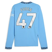 Men's Puma Phil Foden Light Blue Manchester City 2024/25 Home Replica Long Sleeve Player Jersey