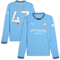 Men's Puma Phil Foden Light Blue Manchester City 2024/25 Home Replica Long Sleeve Player Jersey