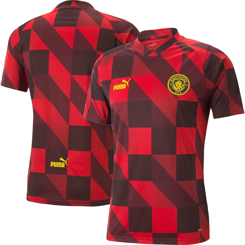 Maillot d'entraînement d'avant-match Manchester City 2022/23 Puma rouge pour homme