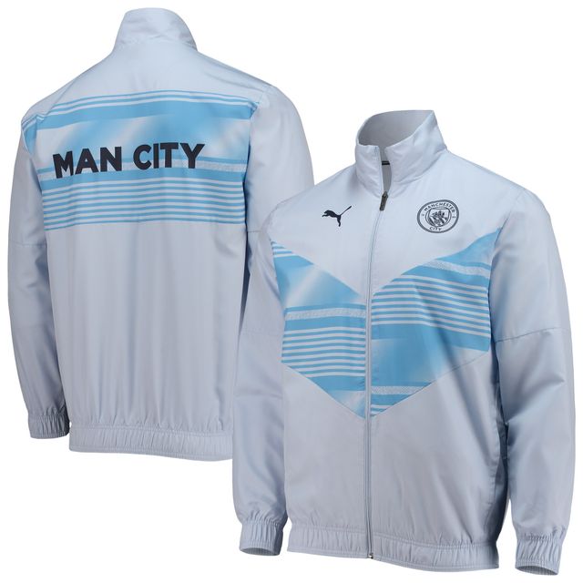 Veste d'avant-match entièrement zippée Puma Sky Blue pour Homme Manchester City 2022/23