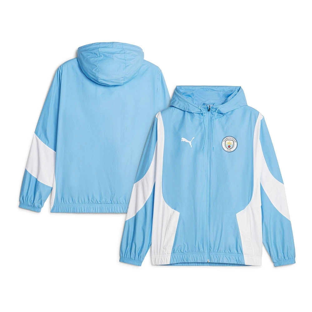 Veste à capuche entièrement zippée Puma Sky Blue Manchester City 2023/24 Pre-Match Anthem pour homme