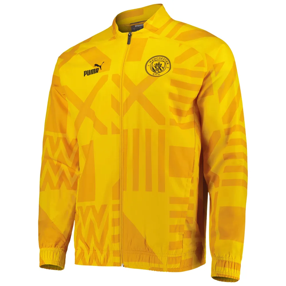 Puma Veste d'entraînement d'avant-match raglan entièrement zippée pour homme Manchester City, jaune