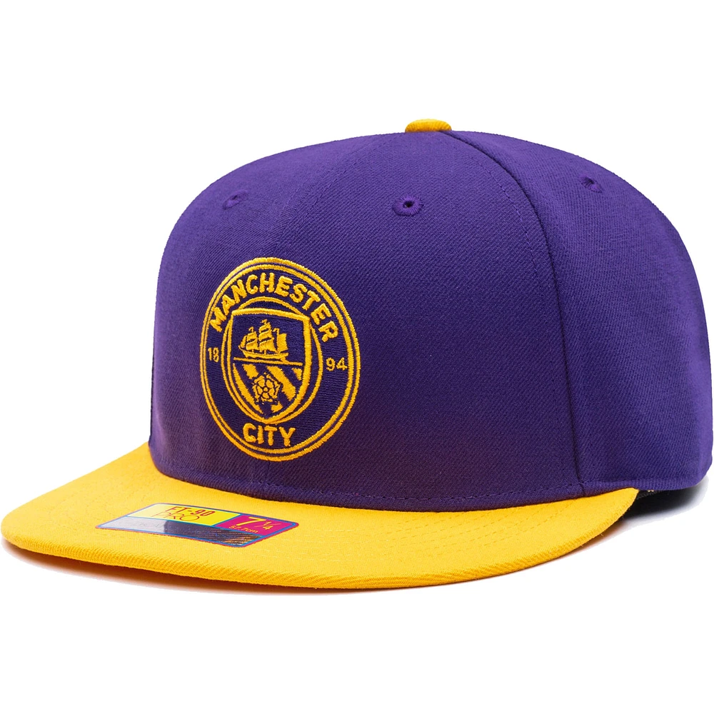 Men's Purple/Yellow Manchester City America's Game Fitted Hat