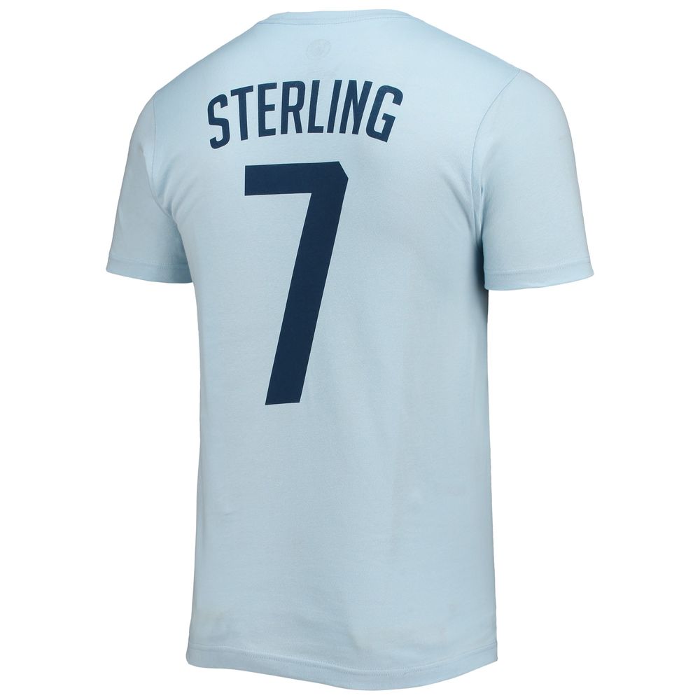 Men's Raheem Sterling Light Blue Manchester City Name & Number T-Shirt