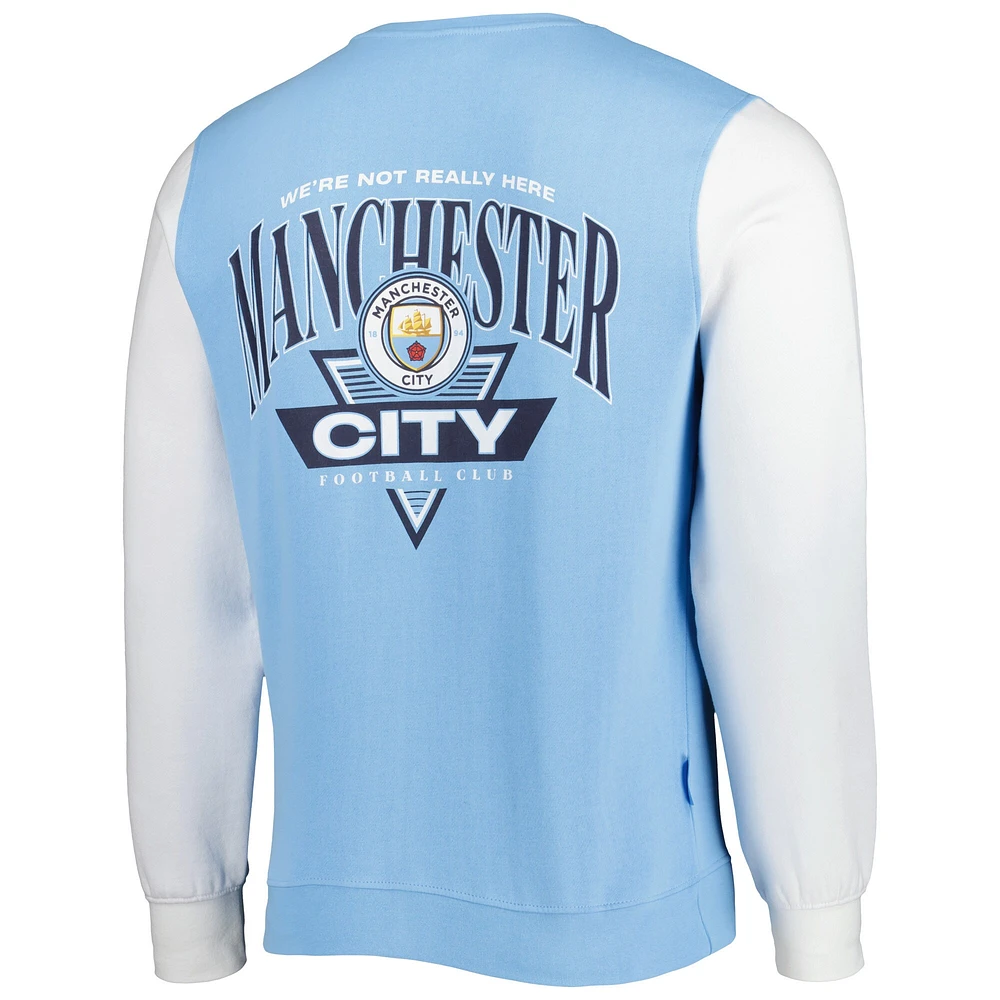 Sweat-shirt à enfiler rétro Manchester City bleu ciel pour homme