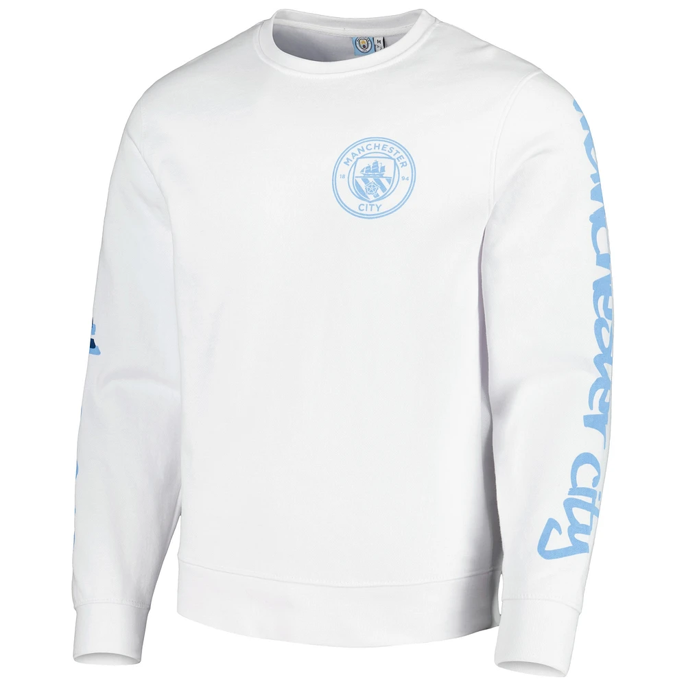 Men's White Manchester City Graffiti Pullover Sweatshirt