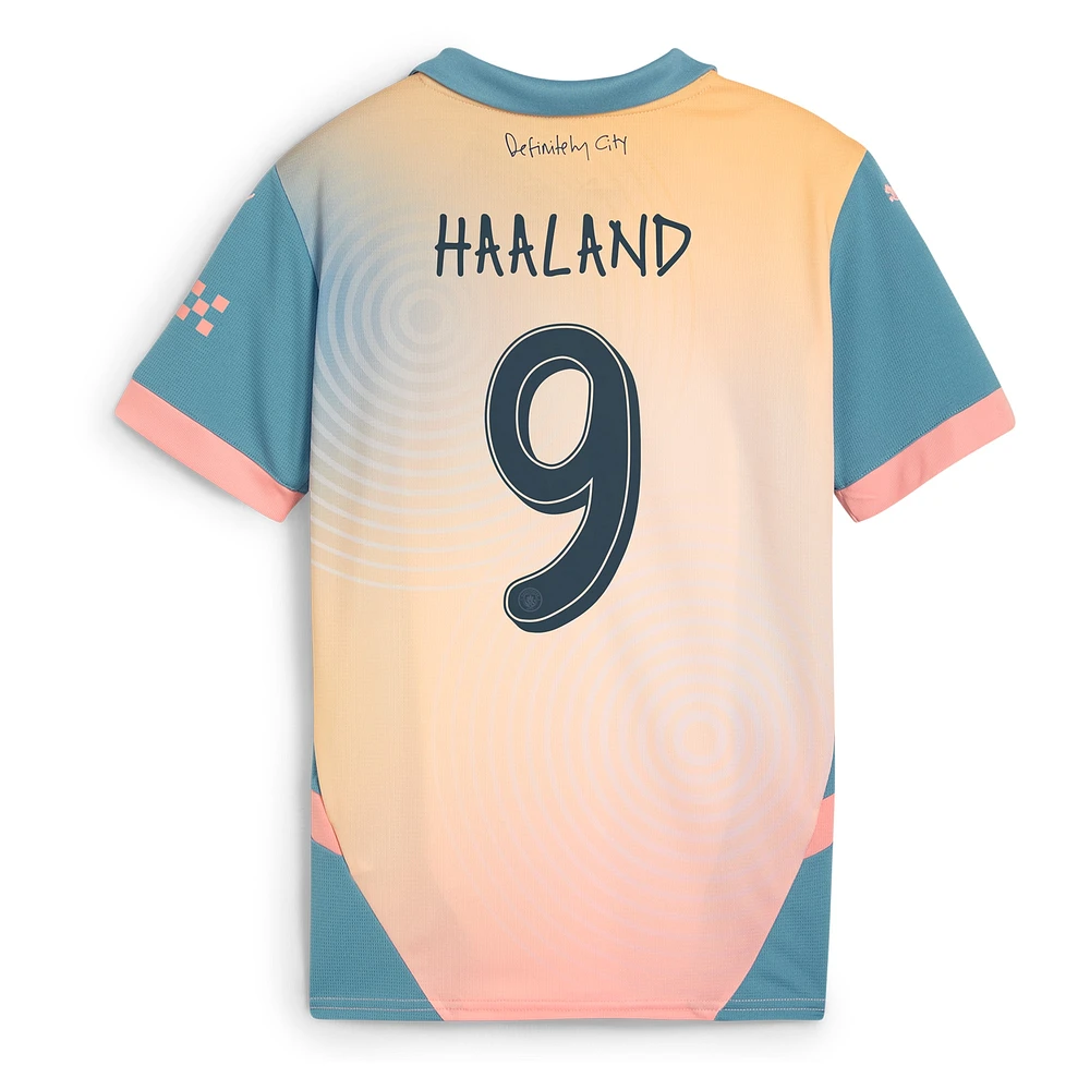 Youth Puma Erling Haaland Blue Manchester City 2024/25 Fourth Replica Player Jersey