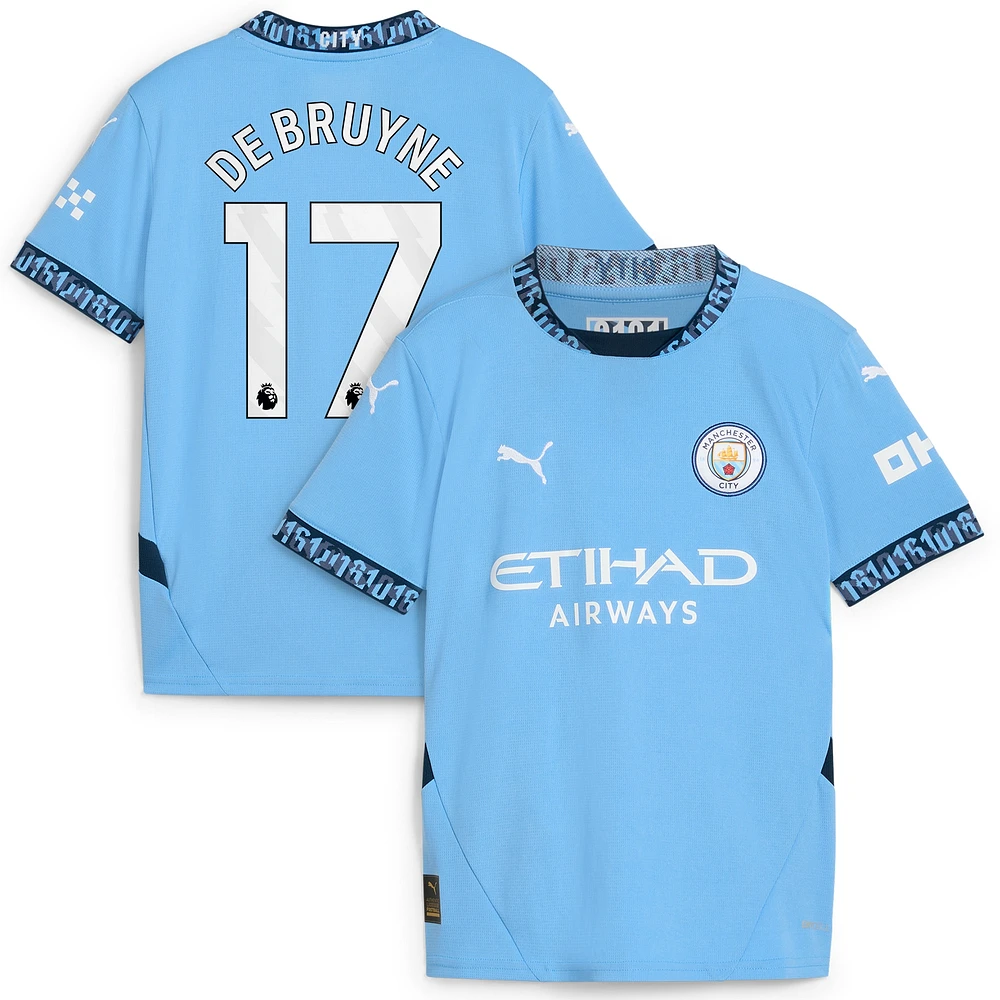 Youth Puma Kevin De Bruyne Light Blue Manchester City 2024/25 Home Replica Player Jersey