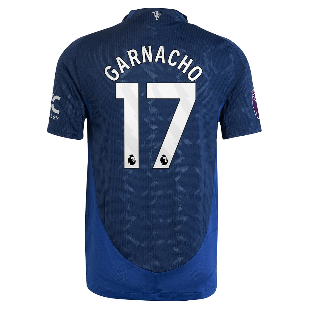 Maillot de joueur authentique adidas Alejandro Garnacho pour homme, bleu marine, Manchester United 2024/25 extérieur