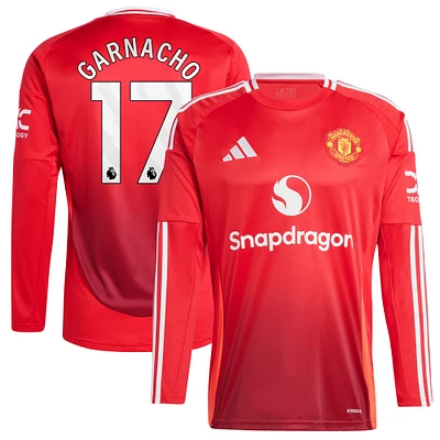 Maillot de joueur réplique à manches longues adidas Alejandro Garnacho pour homme rouge Manchester United 2024/25 domicile