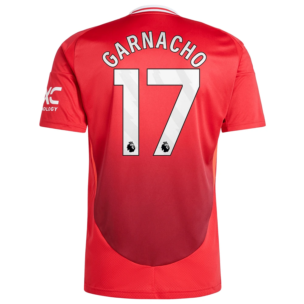 Maillot adidas Alejandro Garnacho pour homme, rouge, réplique du joueur de Manchester United 2024/25 domicile