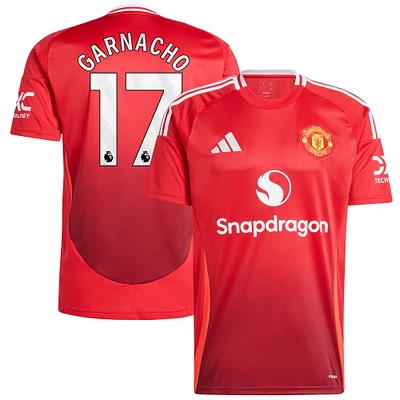 Maillot adidas Alejandro Garnacho pour homme, rouge, réplique du joueur de Manchester United 2024/25 domicile