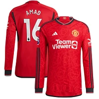 Maillot de joueur authentique à manches longues adidas Amad Diallo Manchester United rouge pour hommes