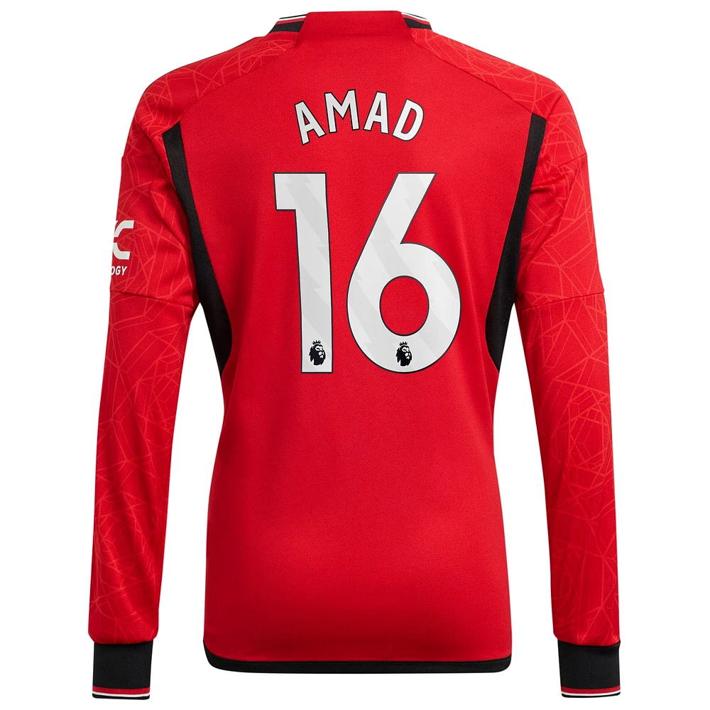 Men's adidas Amad Diallo Red Manchester United Long Sleeve Replica Player Jersey