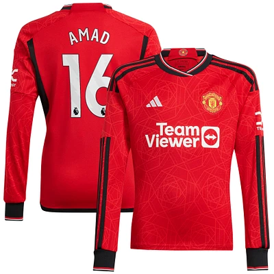 Maillot de joueur réplique à manches longues adidas Amad Diallo pour hommes, rouge, Manchester United