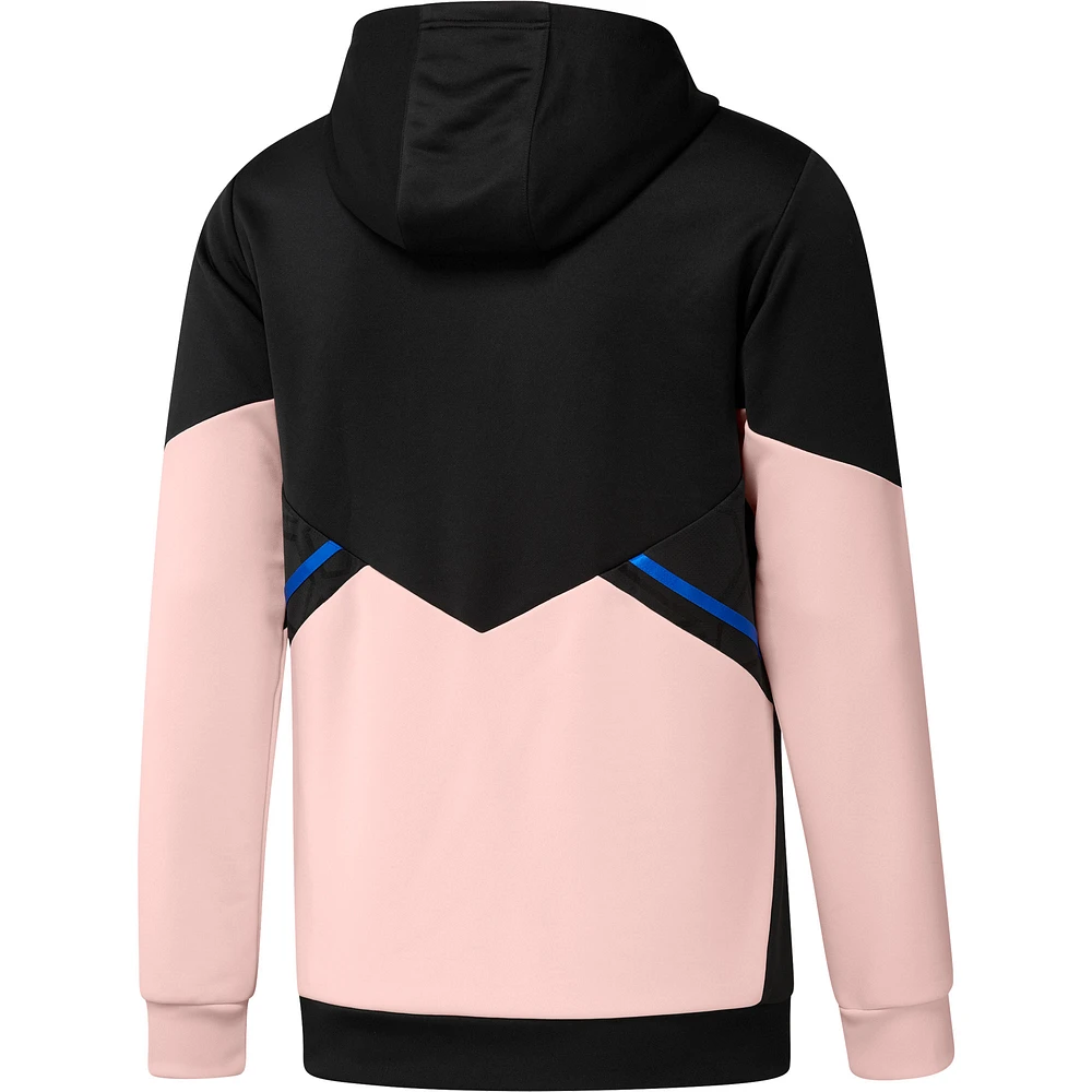 Sweat à capuche adidas Manchester United Training AEROREADY Quarter-Zip noir/rose pour homme