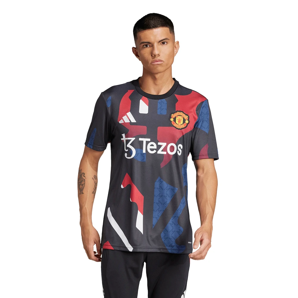 Haut d'avant-match adidas noir Manchester United 2024/25 pour homme