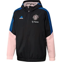 Veste à capuche raglan entièrement zippée adidas Manchester United Training pour homme, noire