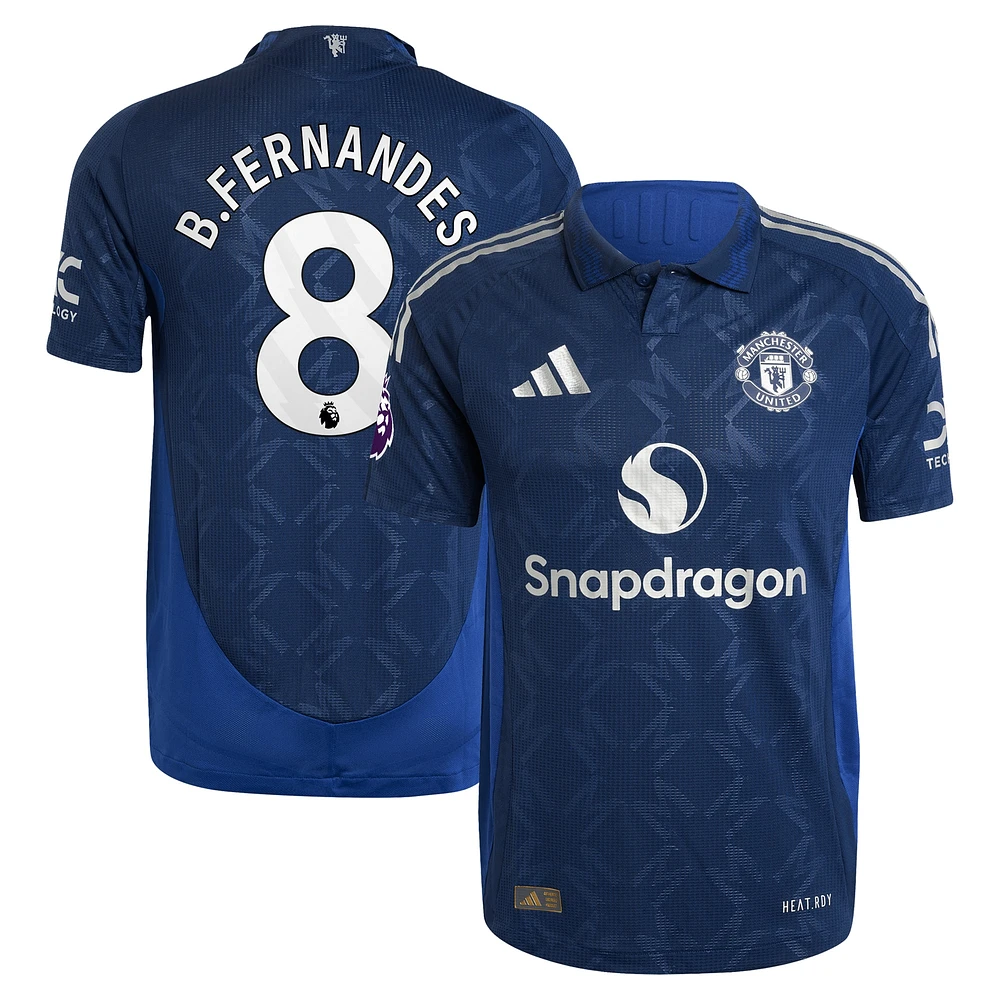 Maillot adidas Bruno Fernandes pour homme, bleu marine, joueur authentique de Manchester United 2024/25 extérieur