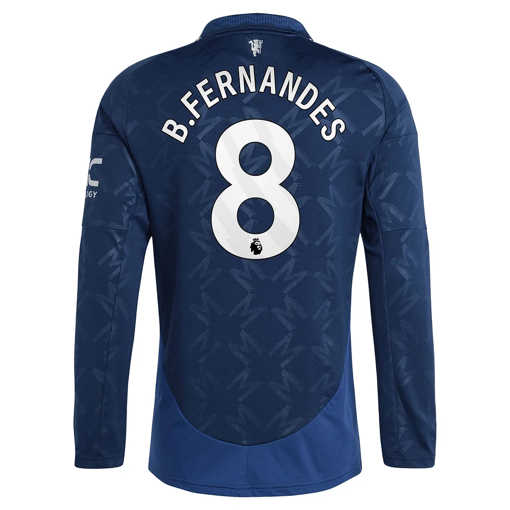 Maillot de joueur adidas Bruno Fernandes bleu marine Manchester United 2024/25 extérieur réplique à manches longues pour homme