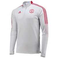 Haut d'entraînement quart-zip Manchester United AEROREADY 2021/22 Coaches adidas gris pour homme