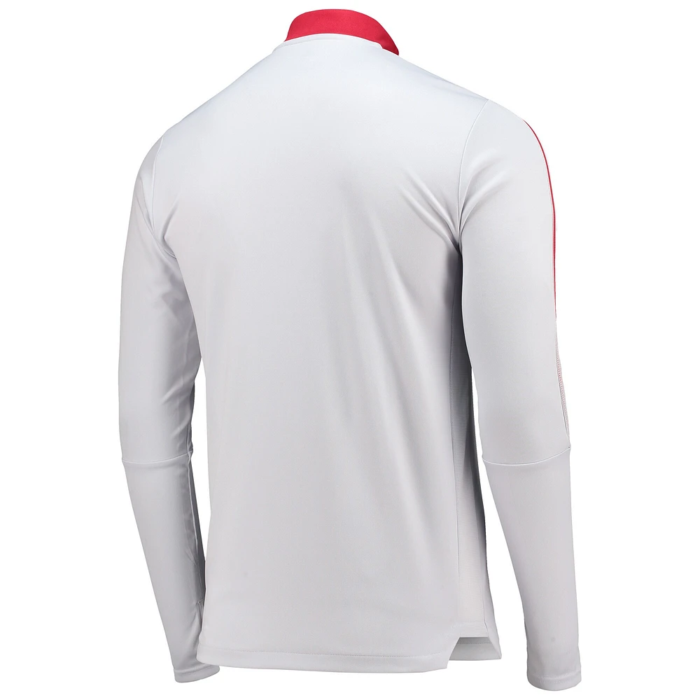 Haut d'entraînement quart-zip Manchester United AEROREADY 2021/22 Coaches adidas gris pour homme