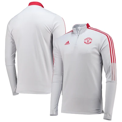 Haut d'entraînement quart-zip Manchester United AEROREADY 2021/22 Coaches adidas gris pour homme