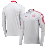 Haut d'entraînement quart-zip Manchester United AEROREADY 2021/22 Coaches adidas gris pour homme