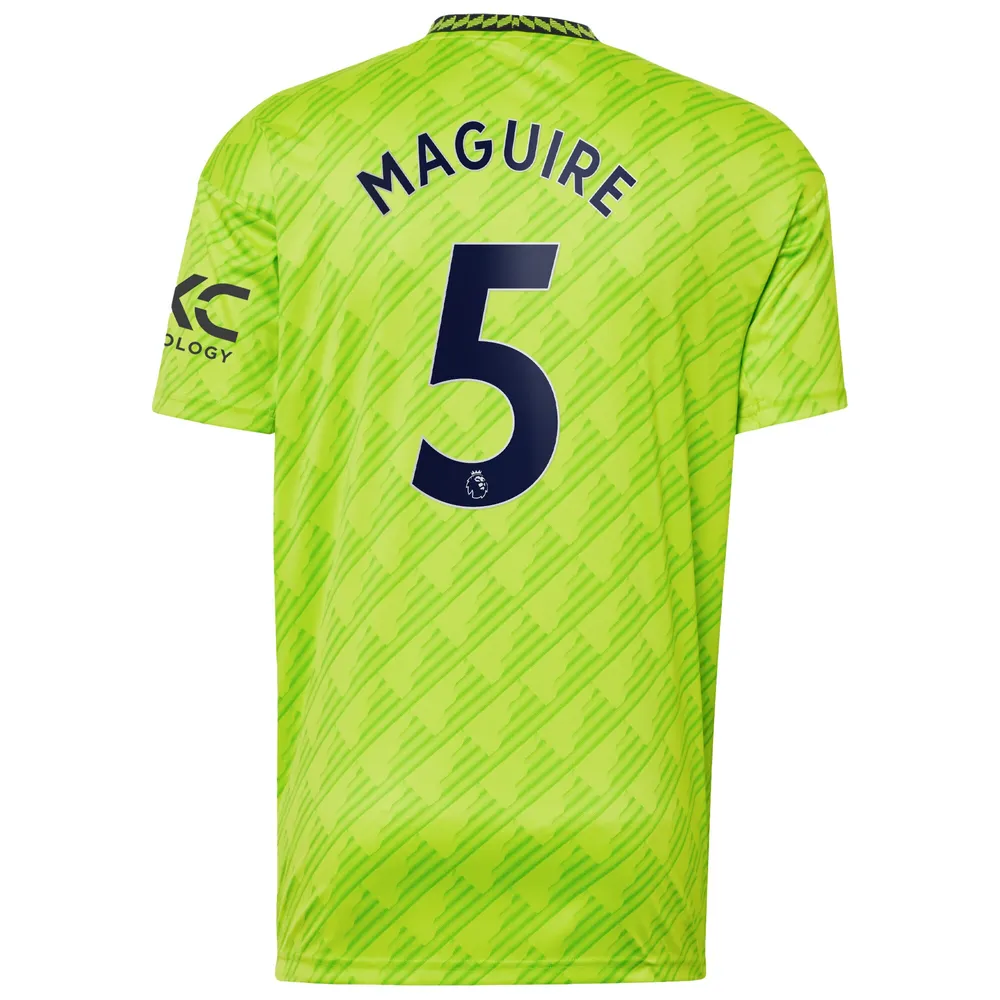 Maillot Manchester United 2022/23 Third Replica Player adidas Harry Maguire vert fluo pour homme