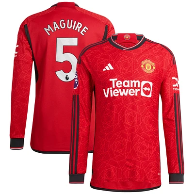 Maillot Manchester United 2023/24 domicile authentique à manches longues pour homme adidas Harry Maguire rouge