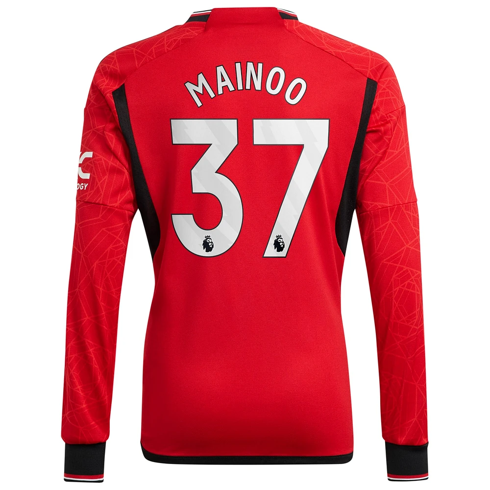 Maillot adidas Kobbie Mainoo Manchester United 2023/24 Domicile Manches Longues Replica Player Homme Rouge