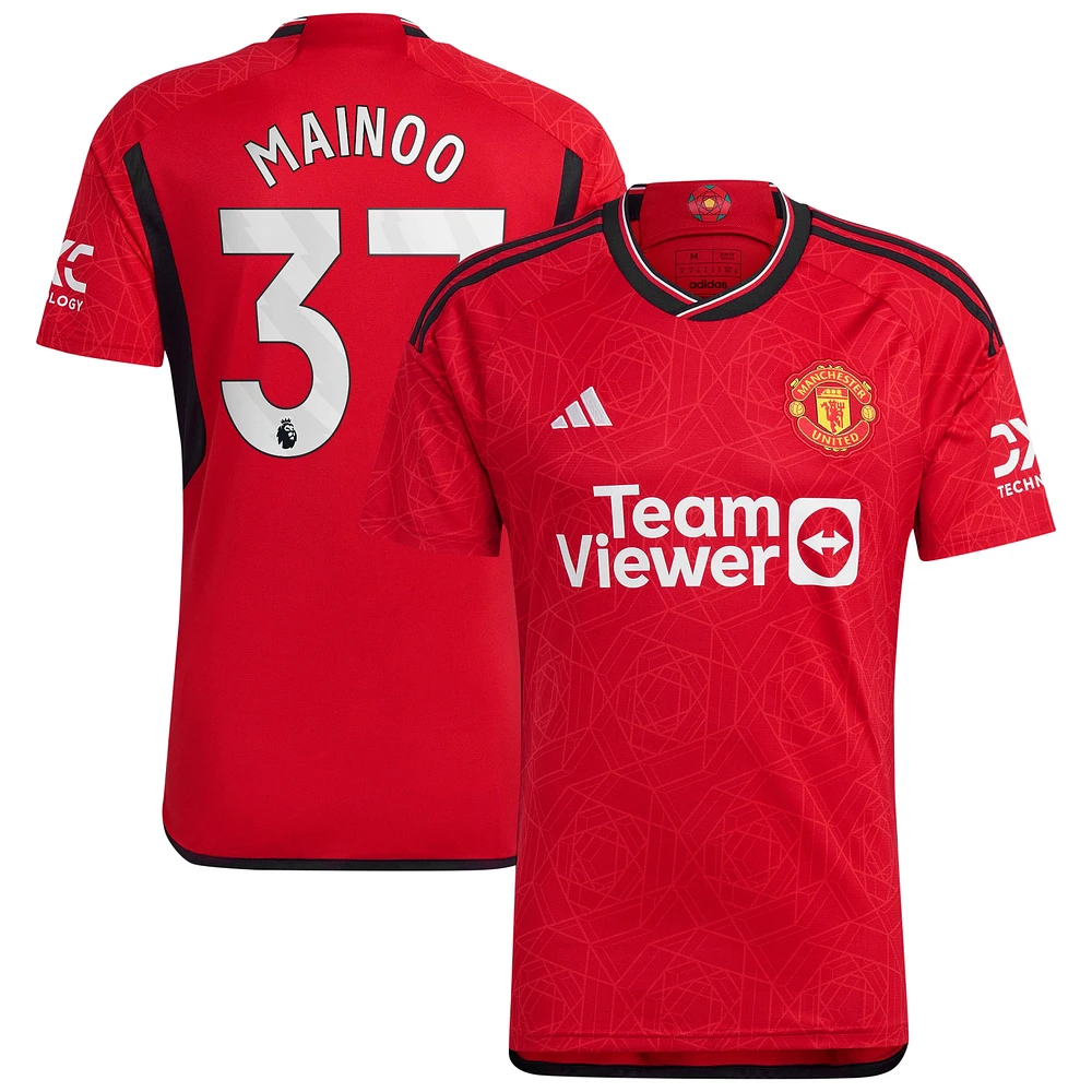 Maillot Homme Adidas Kobbie Mainoo Rouge Manchester United 2023/24 Home Replica Player