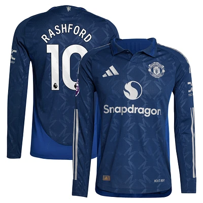 Maillot de joueur adidas Marcus Rashford bleu marine Manchester United 2024/25 extérieur authentique à manches longues pour homme