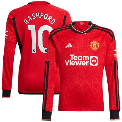 Homme Adidas Marcus Rashford Rouge Manchester United 2023/24 Domicile Maillot Manches Longues Joueur