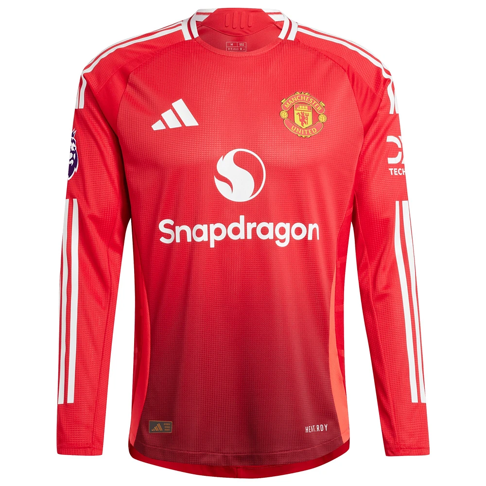 Maillot de joueur adidas Marcus Rashford rouge Manchester United 2024/25 domicile authentique à manches longues pour homme