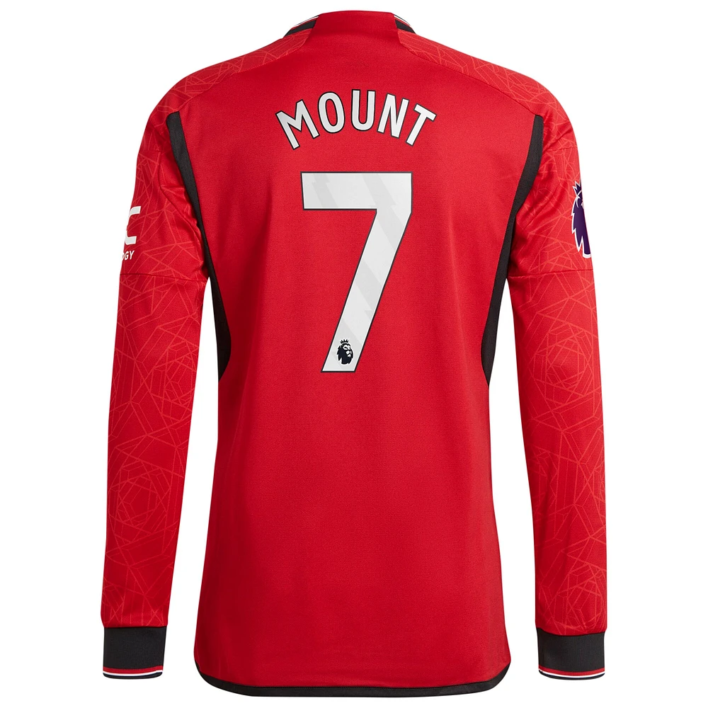 Maillot Manchester United 2023/24 domicile authentique à manches longues pour homme adidas Mason Mount rouge