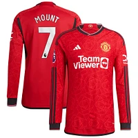 Maillot Manchester United 2023/24 domicile authentique à manches longues pour homme adidas Mason Mount rouge