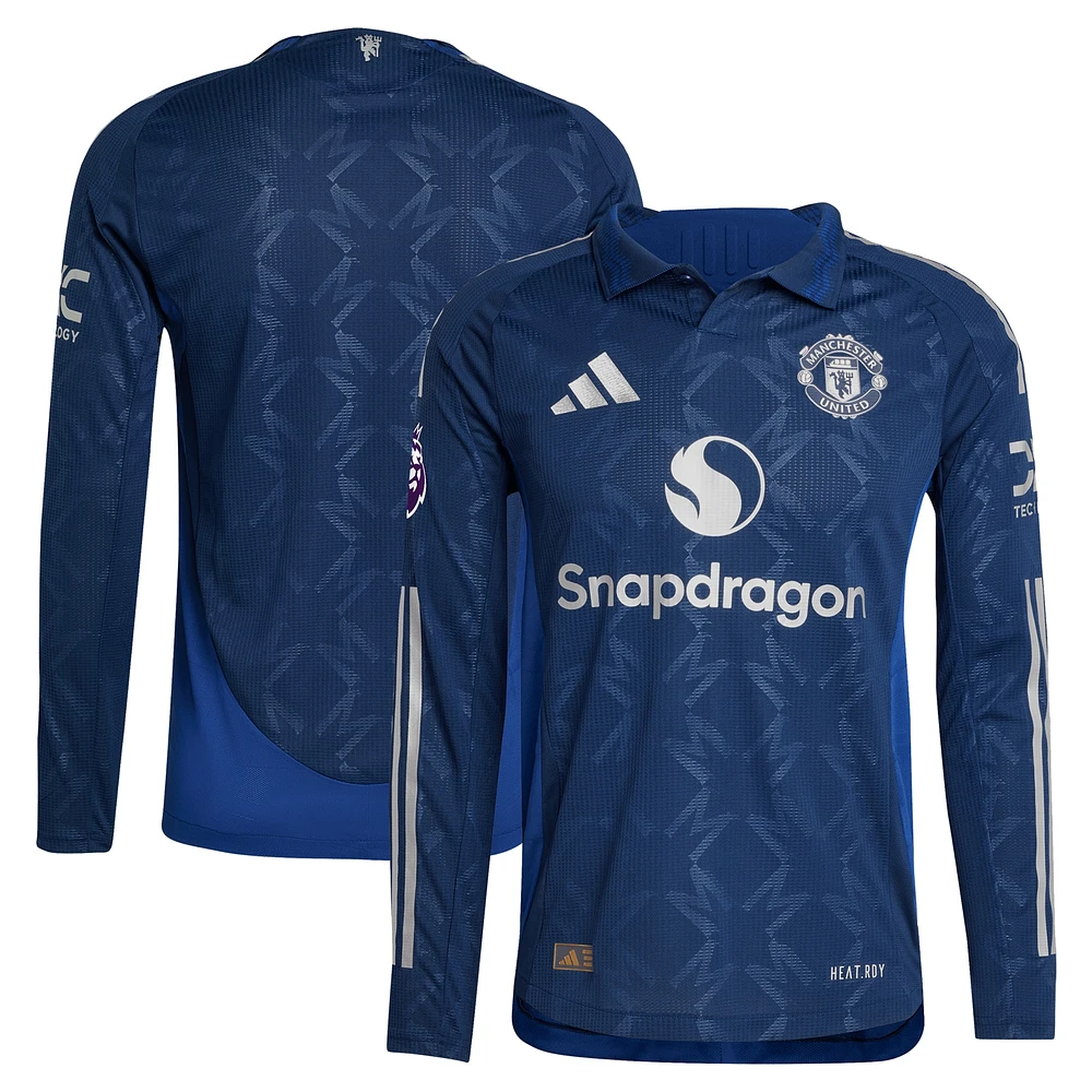 Men's adidas  Navy Manchester United 2024/25 Away Authentic Long Sleeve Jersey