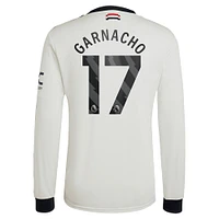 Men's adidas Originals Alejandro Garnacho Cream Manchester United 2024/25 Third Replica Long Sleeve Jersey