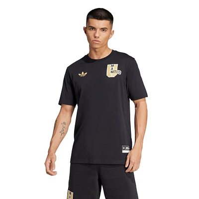 T-shirt adidas Originals noir pour homme avec logo Varsity Pack Manchester United