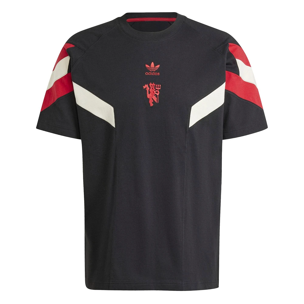 T-shirt adidas Originals noir pour homme avec logo Manchester United