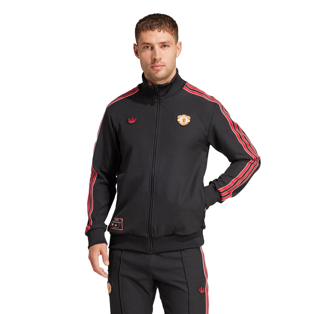 Men's adidas Originals Black Manchester United Terrace Icons Collection Full-Zip Track Jacket