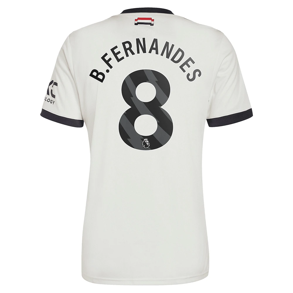 Men's adidas Originals Bruno Fernandes Cream Manchester United 2024/25 Third Replica Jersey