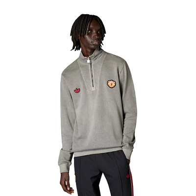 Haut demi-zippé adidas Originals Manchester United gris pour homme
