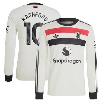 Maillot à manches longues authentique Manchester United 2024/25 pour homme adidas Originals Marcus Rashford crème