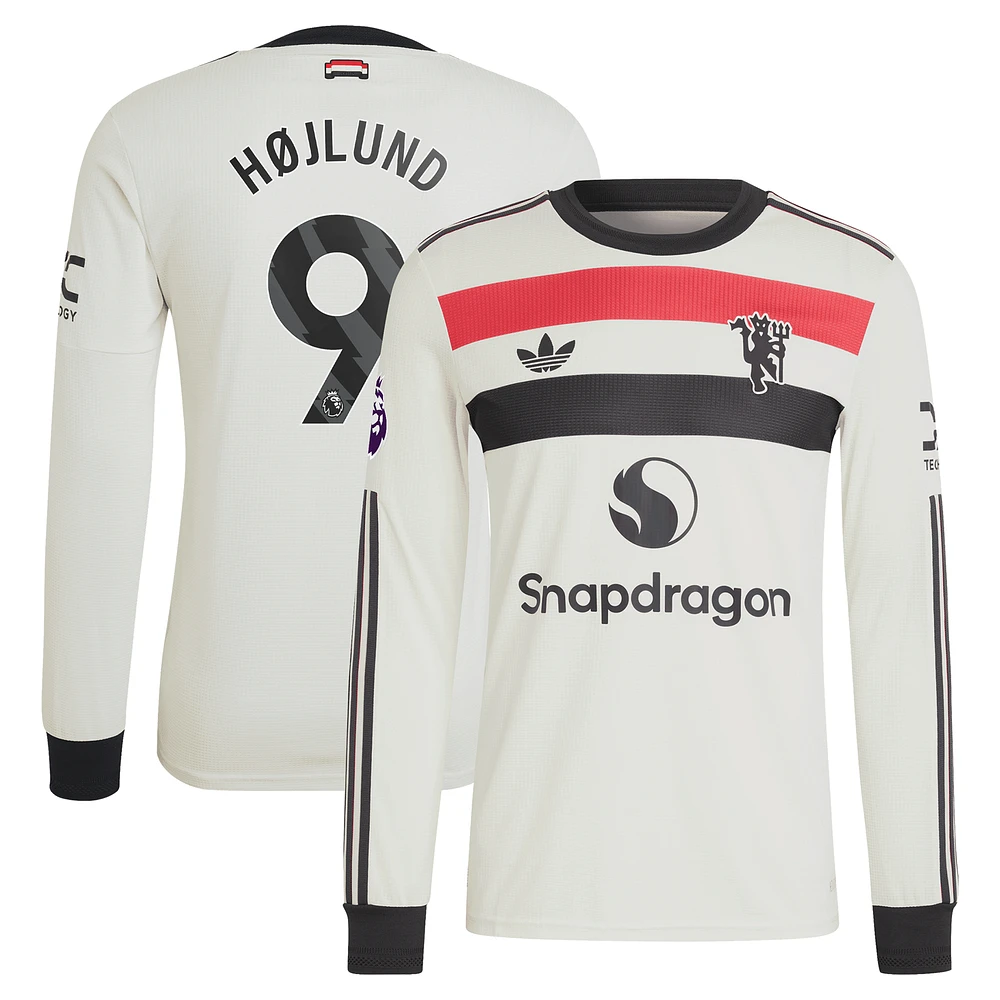 Maillot à manches longues authentique adidas Originals Rasmus Højlund pour homme Manchester United 2024/25 crème Third